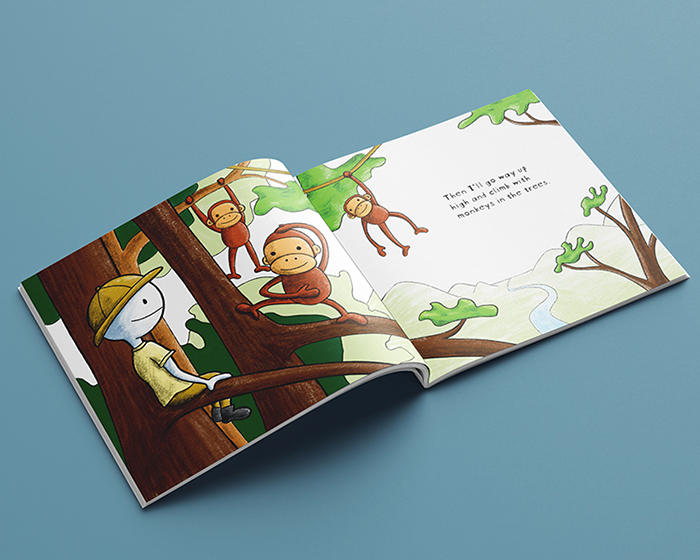 Children's Book Monkey Page Spread